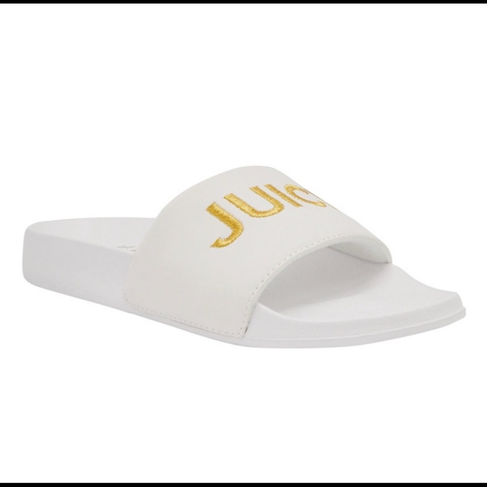 NIB Juicy Couture White/Gold Pool Slides